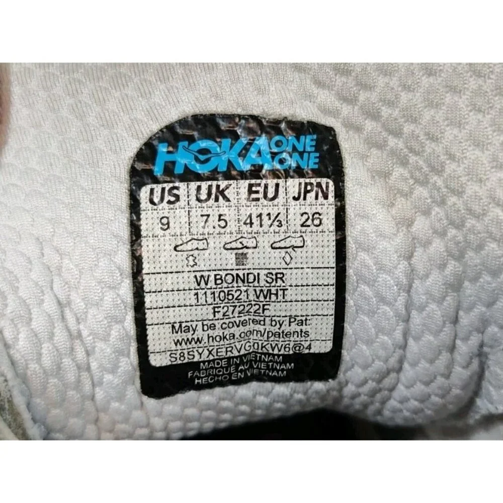 Hoka One One Bondi SR Slip Resistant Shoes Womens 9 White Leather 1110521 Flawed - Picture 12 of 12